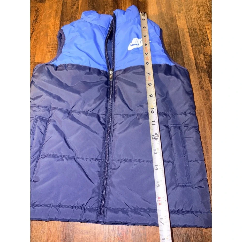 Nike Kids Blue Puffer Vest Full Zip Quilted Sleeveless Jacket Size 6 5-6 Years